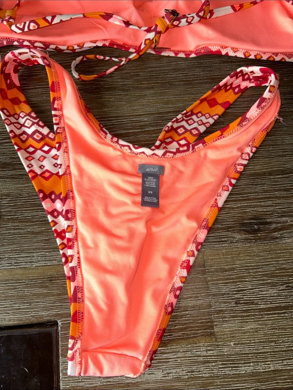 aerie Girls' Orange and Pink Geo Print Two-Piece Swim Set